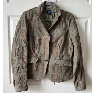 Gap Patchwork Tweed Blazer Jacket Y2K Cotton Womens Size 8 Lagenlook Academia